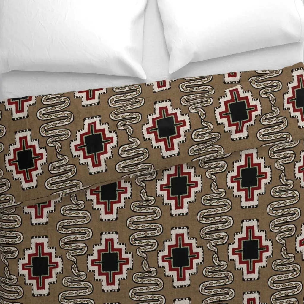 Southwest Snake Design Duvet Cover - Beige alternate view