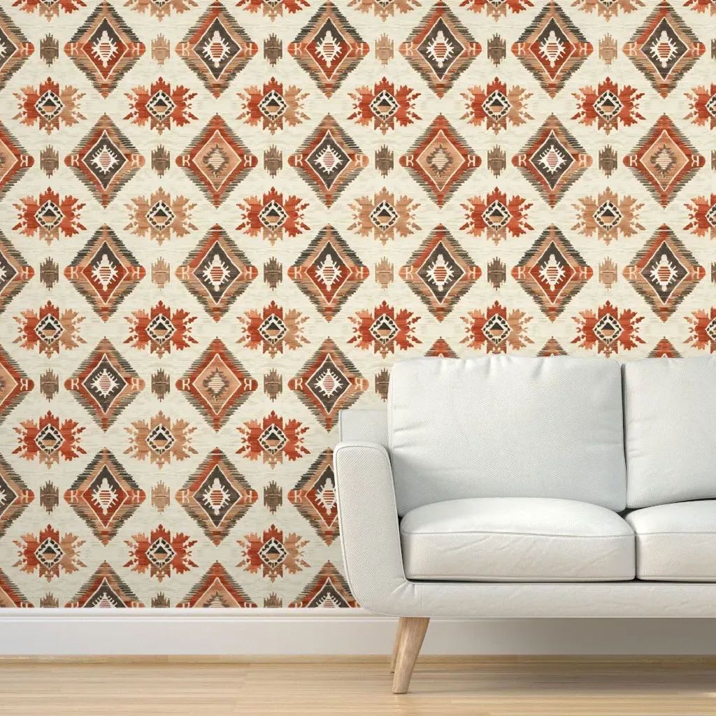 Southwest Spirit Tribal Diamond Peel and Stick Wallpaper - Terracotta product