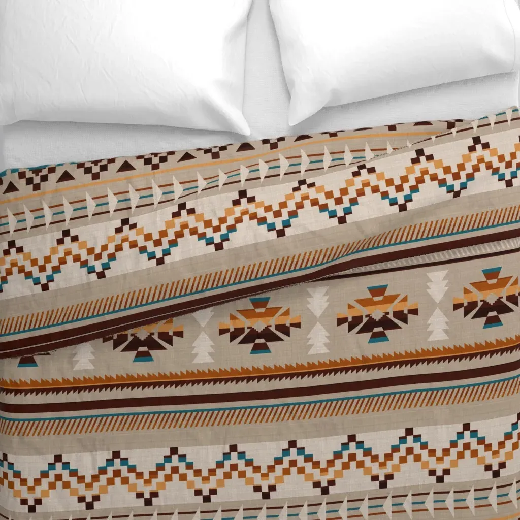 Southwestern Color Stripe Duvet Cover - Beige alternate view