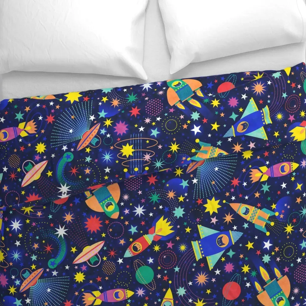 Space Adventure Large Duvet Cover - Dark Blue alternate view