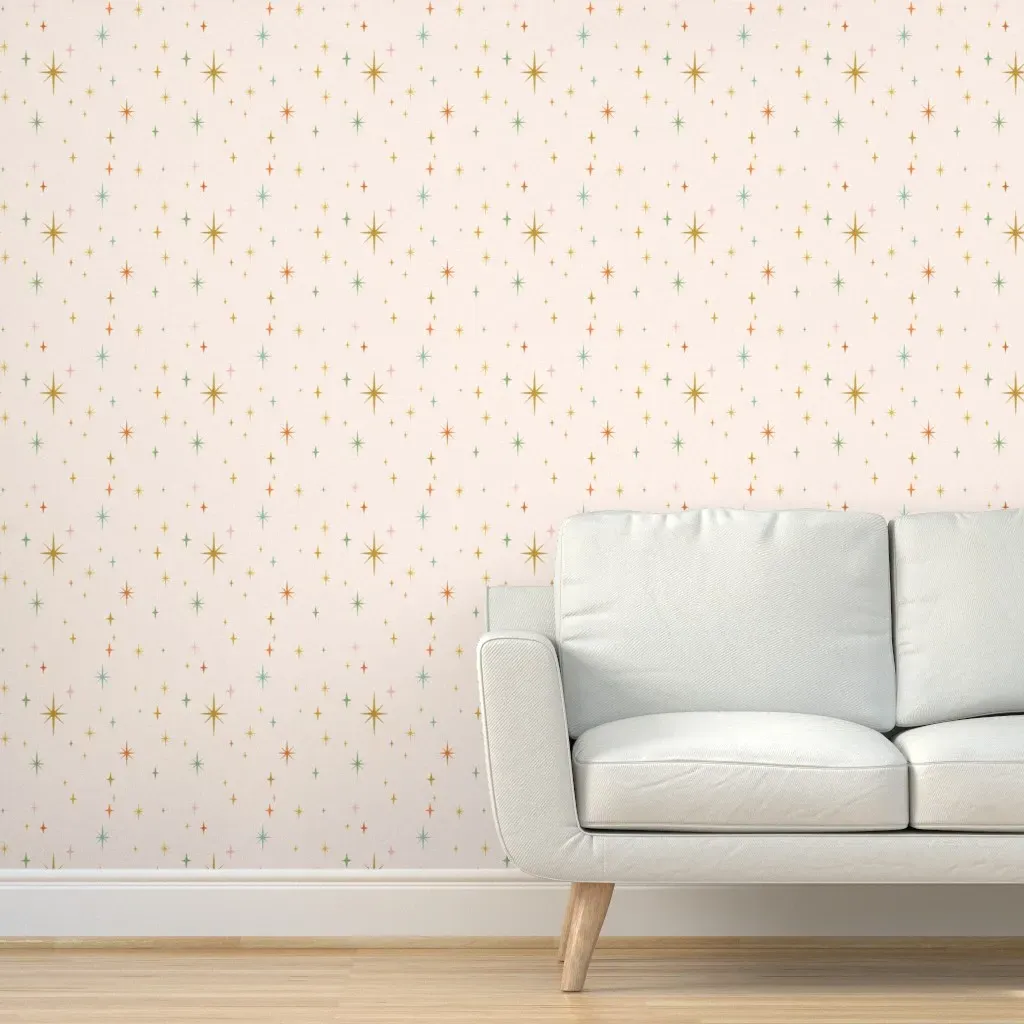 Space Age Starburst Peel and Stick Wallpaper - Off-White product