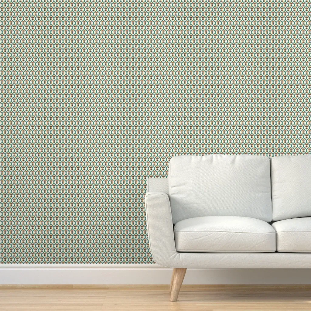 Space Alien Bigfoot Ogee Large Peel and Stick Wallpaper - Teal product