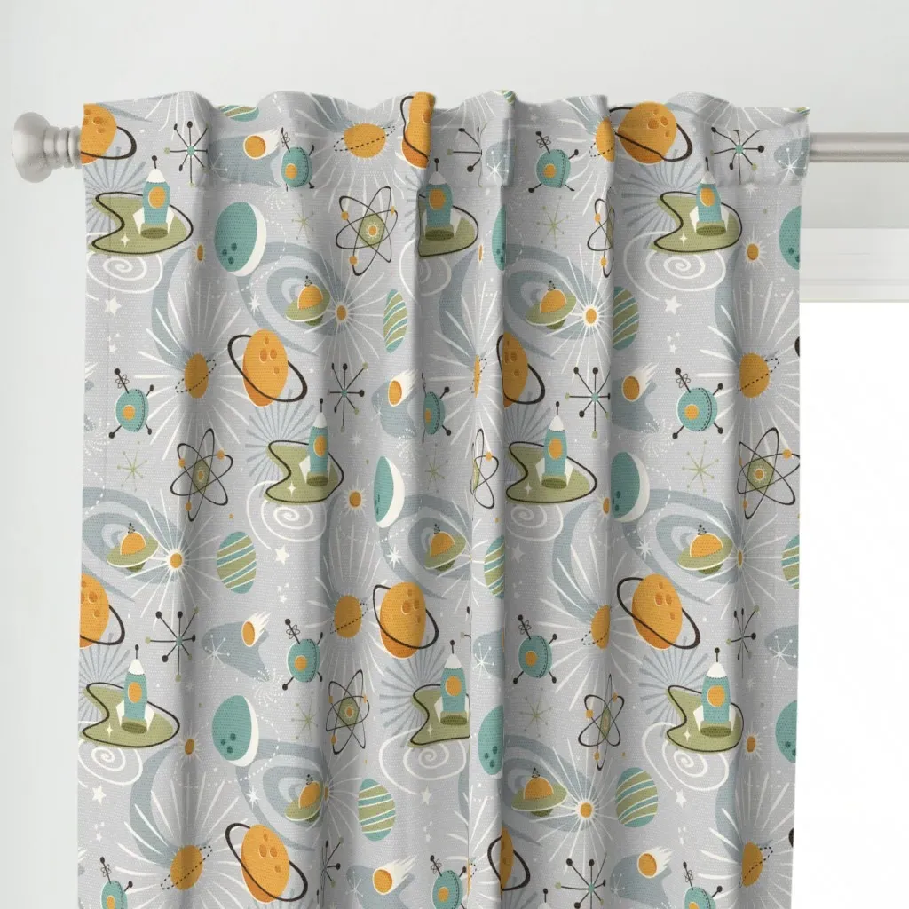 Space Exploration Curtain Panel - Light Teal alternate view