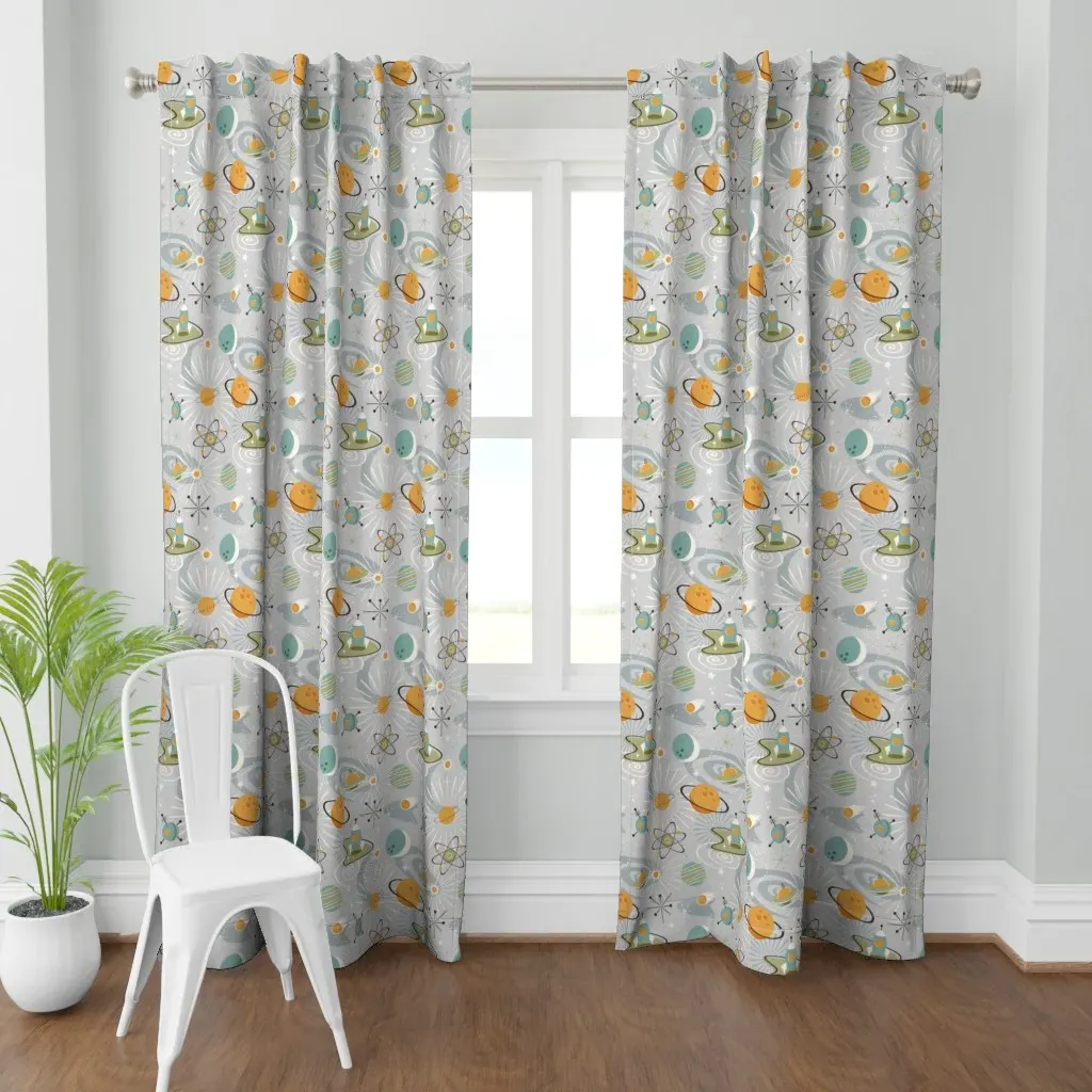 Space Exploration Curtain Panel - Light Teal product