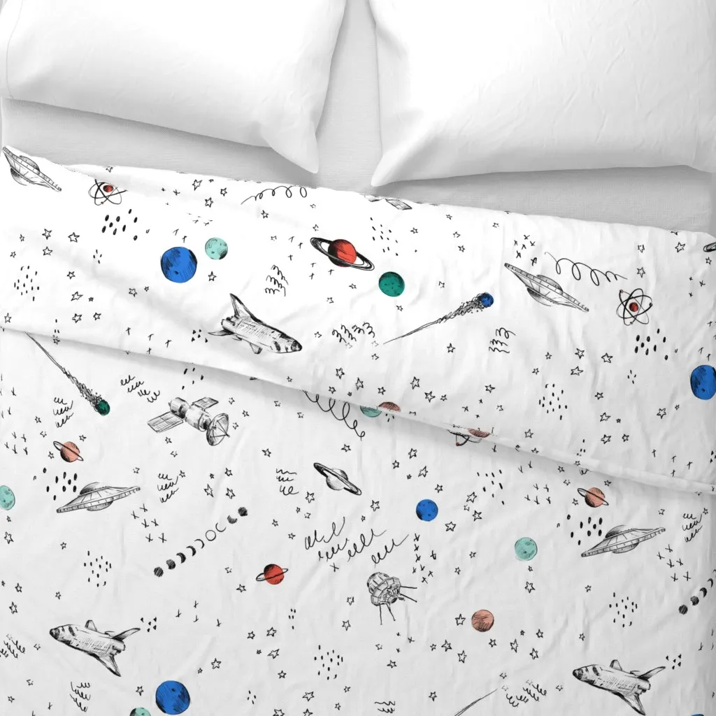 Space Out Light Jumbo Duvet Cover - Black alternate view