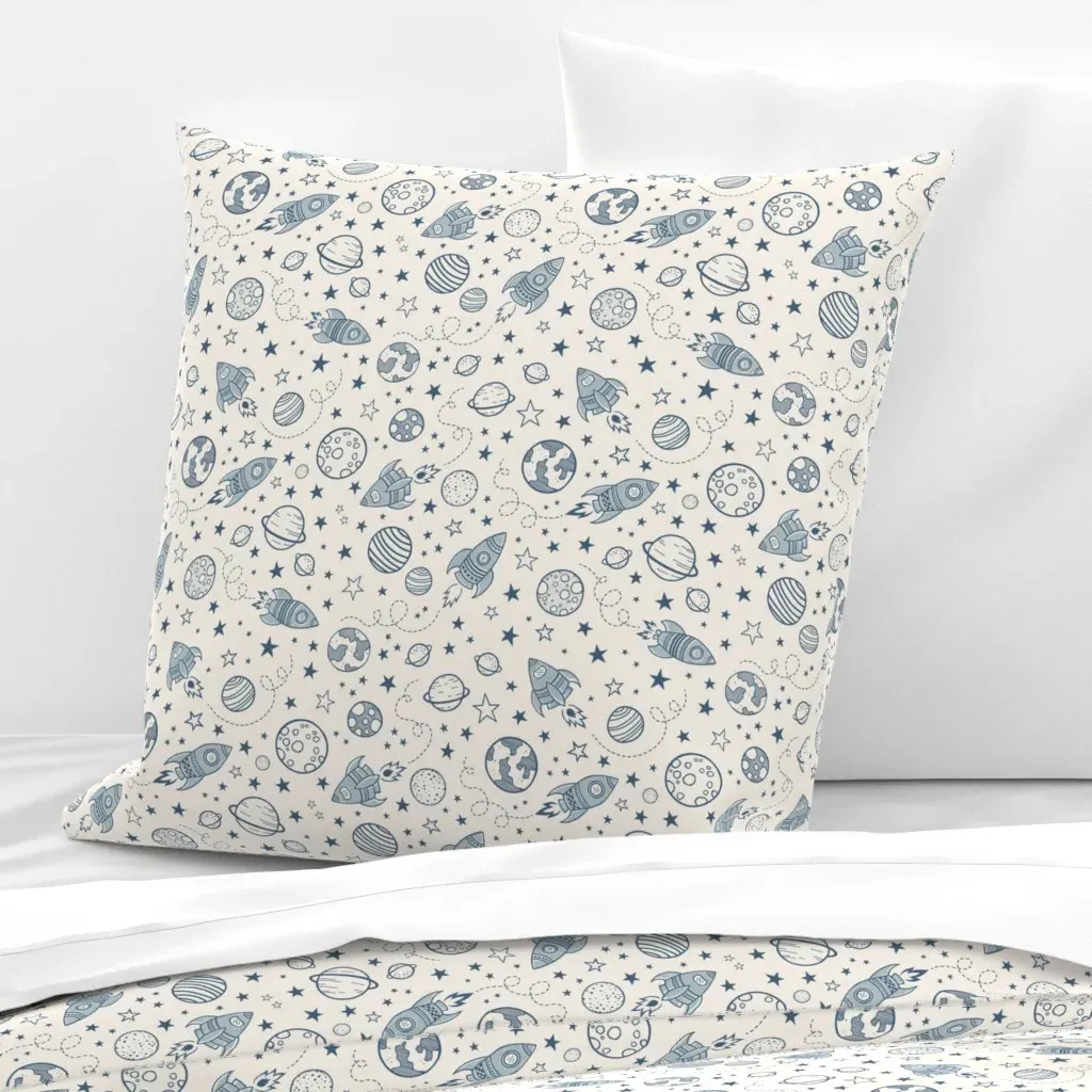 Space Travels Euro Pillow Sham - Navy Blue product