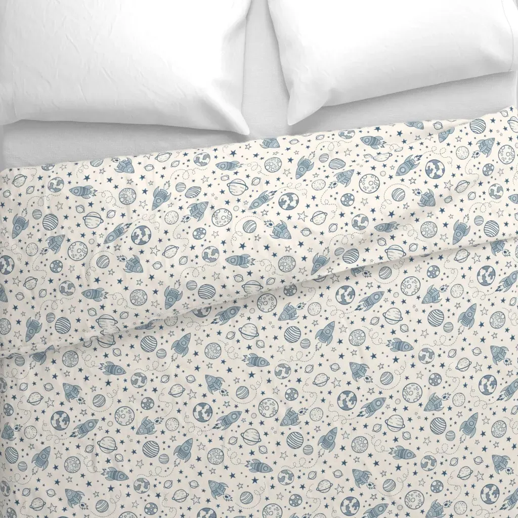Space Travels Navy M Duvet Cover - Blue alternate view