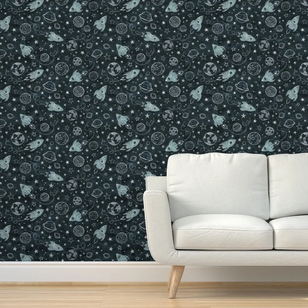 Space Travels Peel and Stick Wallpaper - Teal product