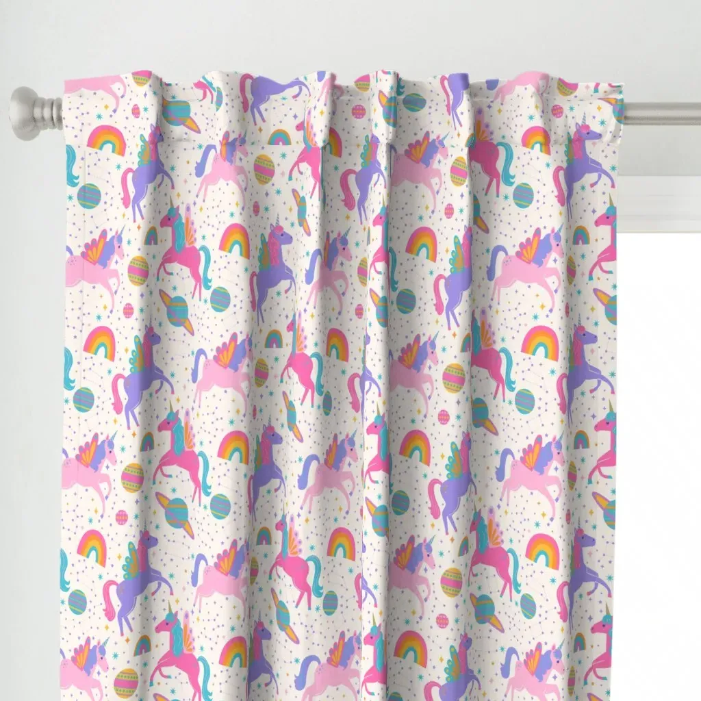 Space Unicorn Neon Curtain Panel - Pink alternate view