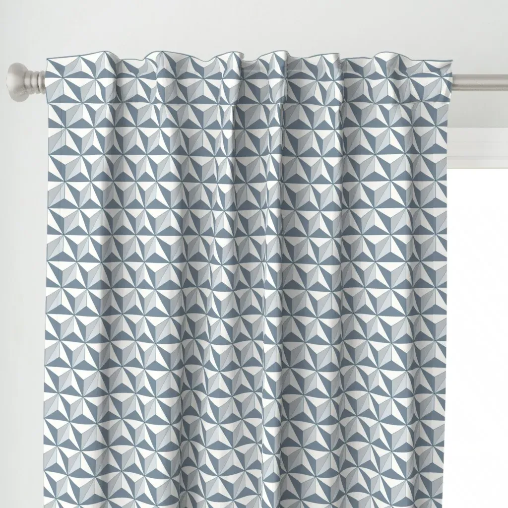 Spaceship Triangle Print Curtain Panel - Slate Blue alternate view