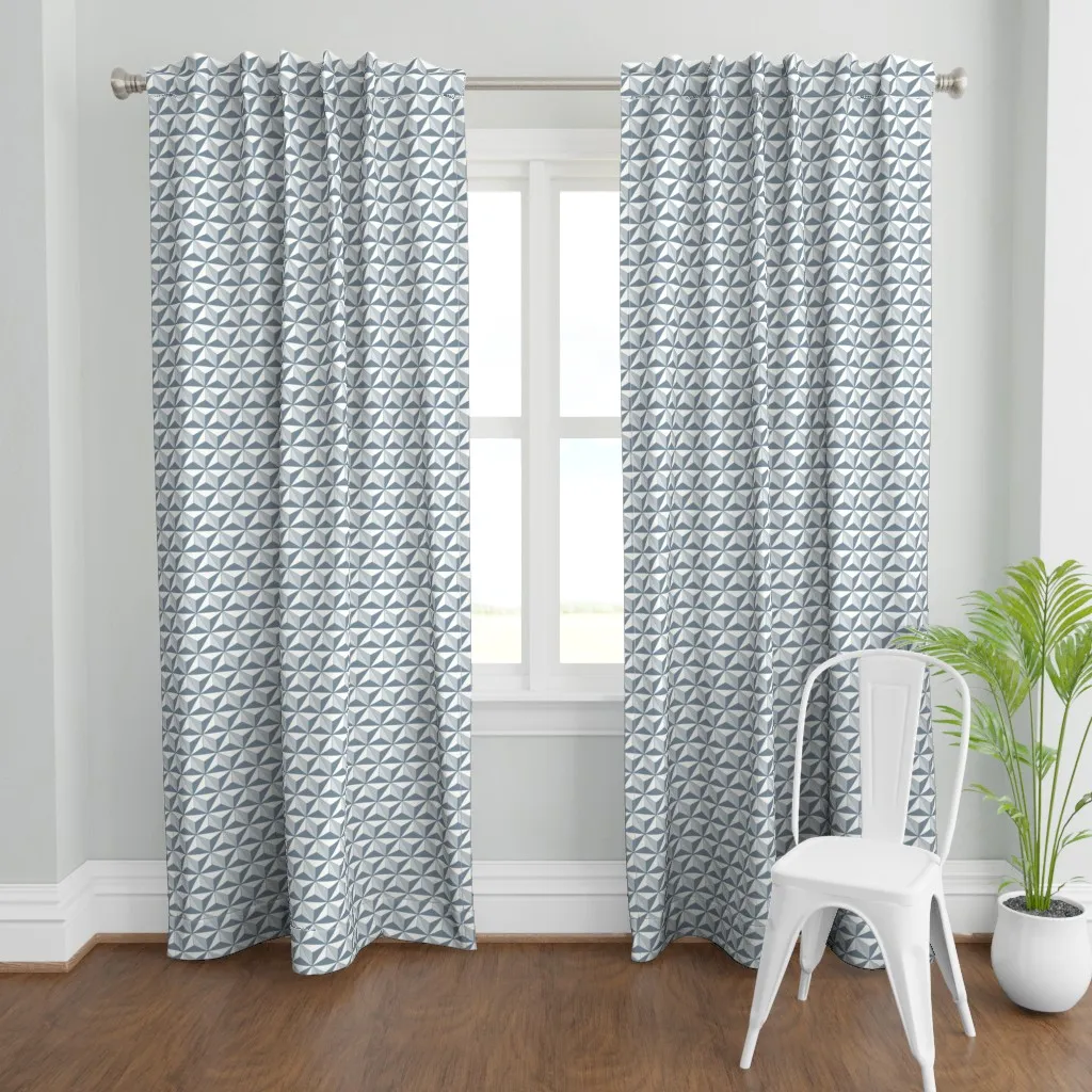 Spaceship Triangle Print Curtain Panel - Slate Blue product