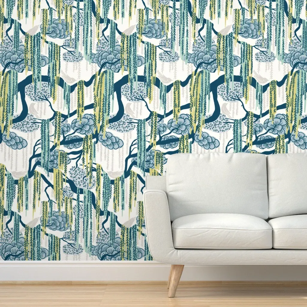Spanish Moss Jumbo Peel and Stick Wallpaper - Teal product