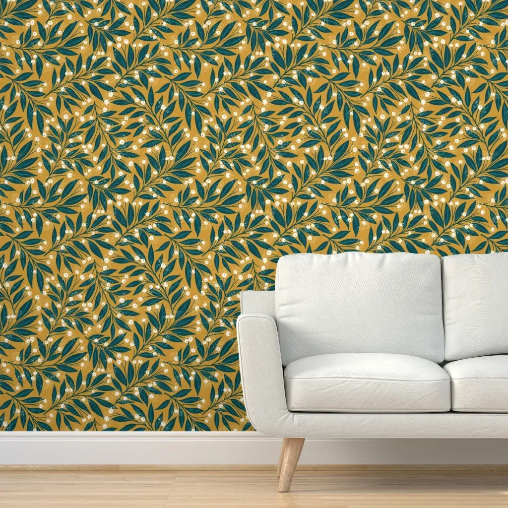 Sparkling Berries Peel and Stick Wallpaper - Mustard product