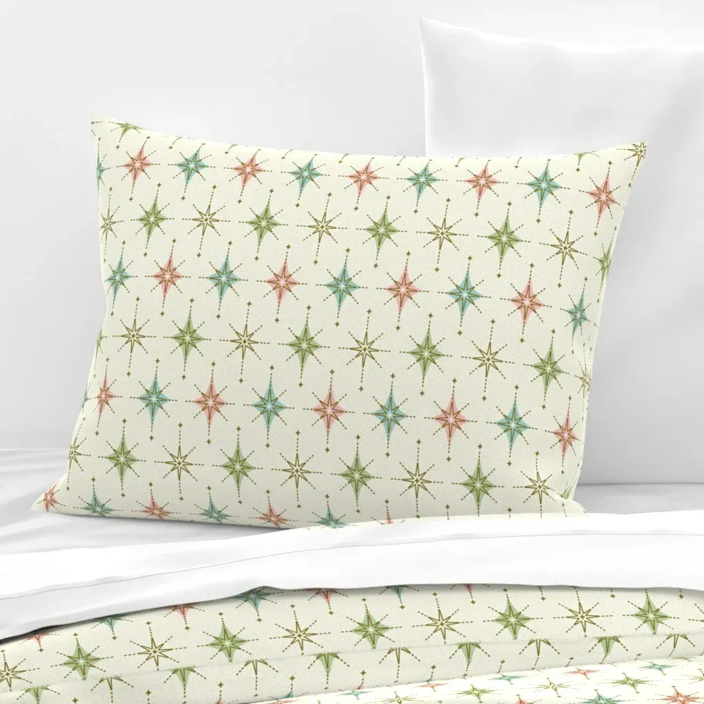 Sparkling Starbursts And Diamonds Standard Pillow - Light Pink, Cotton Sateen product