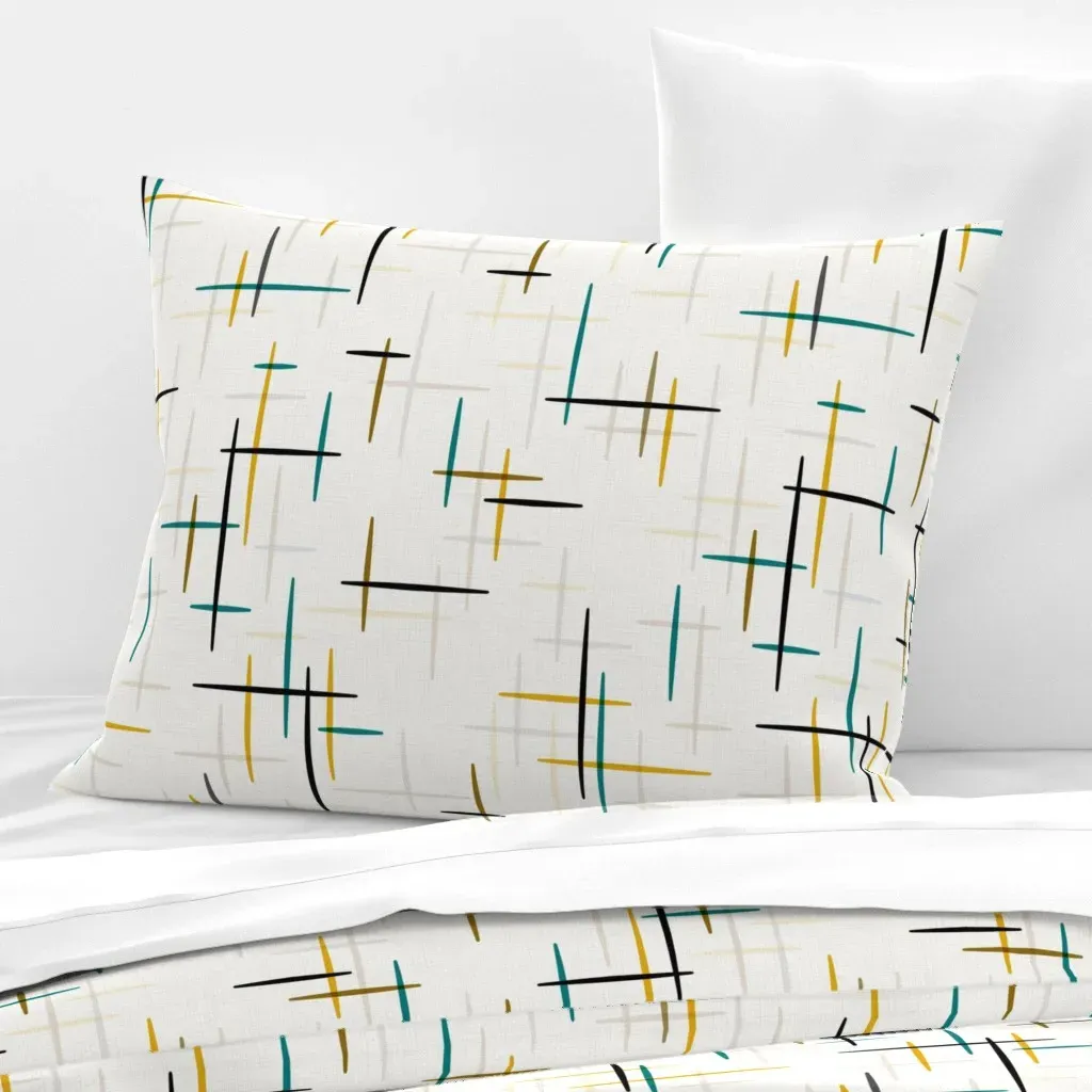 Spatial Teal Standard Knife Edge Cushion Cover - Black, Cotton Sateen product