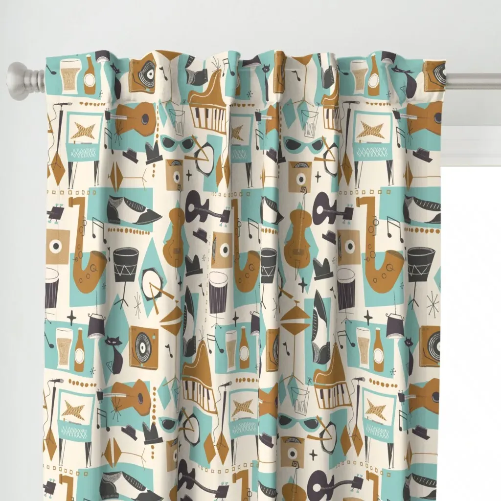 Speak Easy Curtain Panel - Teal alternate view