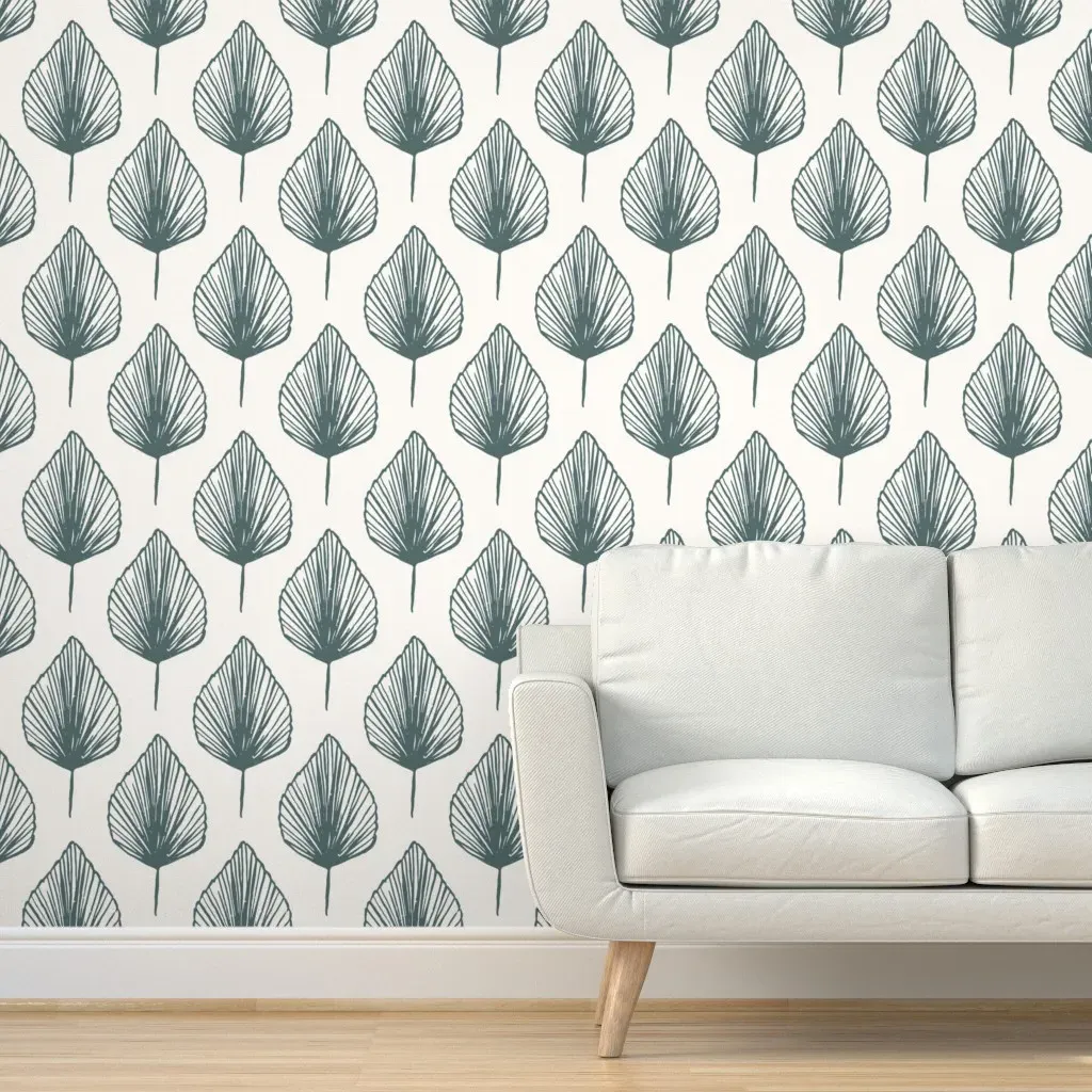 Spear Palm Leaf Peel and Stick Wallpaper - Charcoal Gray product