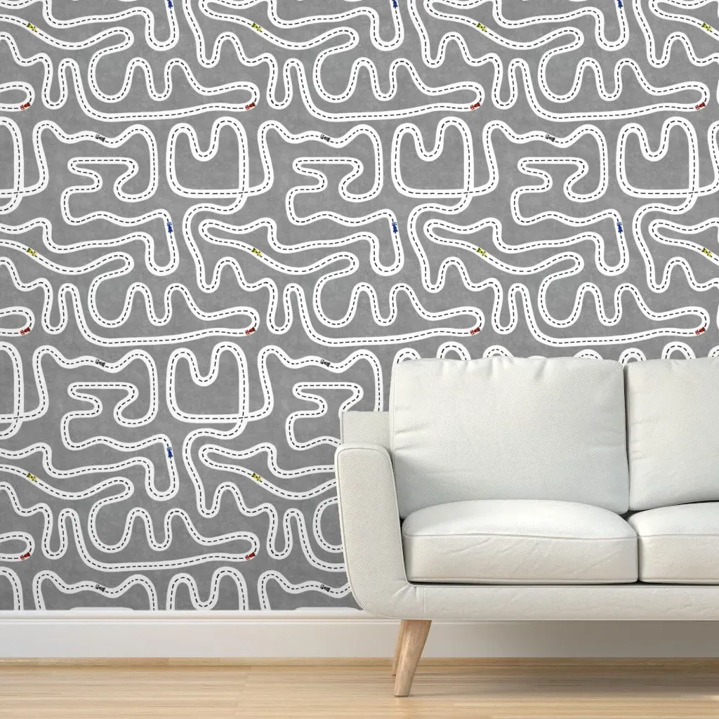 Speed Racers Tarmac Track Peel and Stick Wallpaper - Gray product