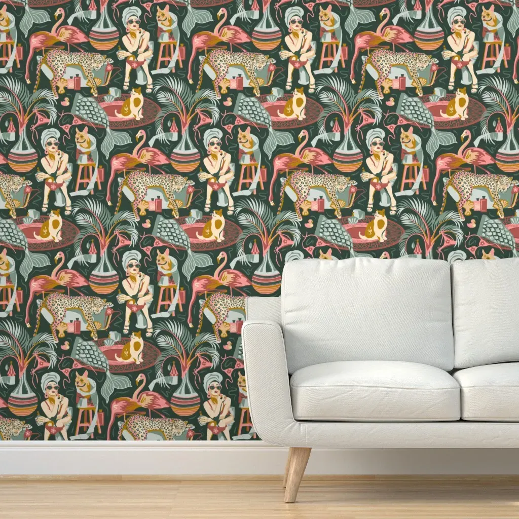 Spicy Life Large Scale Peel and Stick Wallpaper - Coral, Pine product