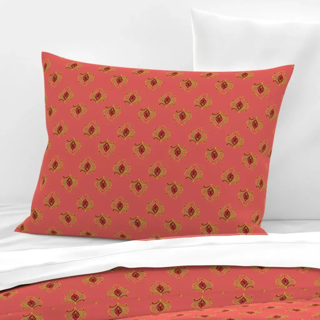 Spider Floral Standard Knife Edge Cushion Cover - Red, Cotton product