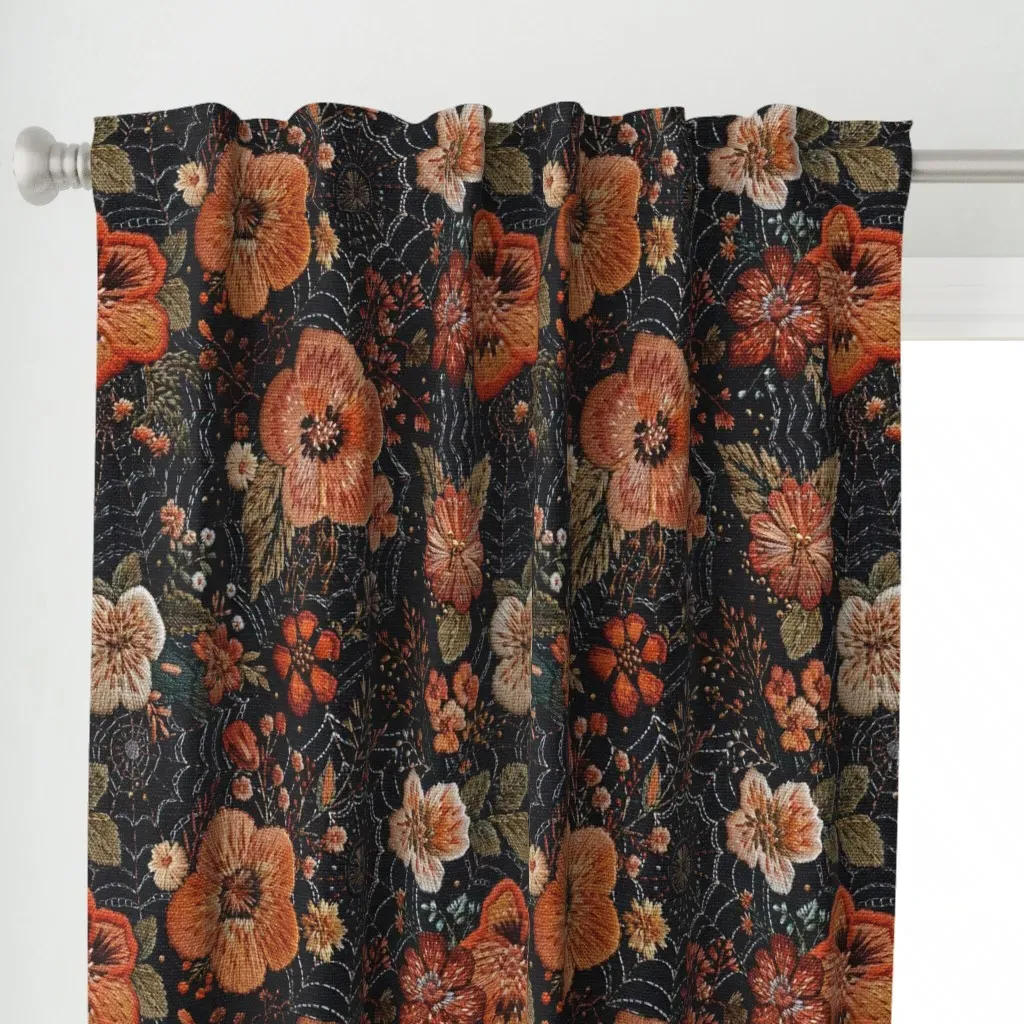Spiderweb Halloween Curtain Panel - Burnt Orange alternate view