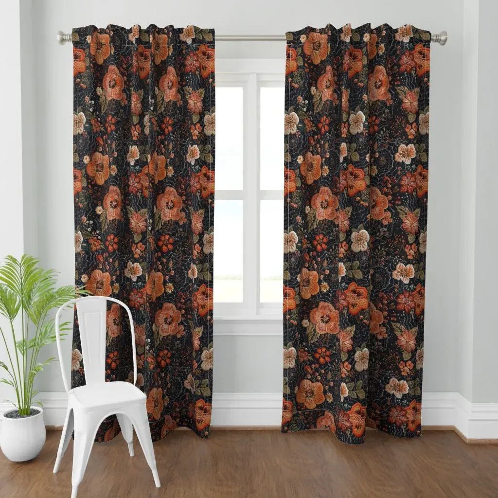 Spiderweb Halloween Curtain Panel - Burnt Orange product
