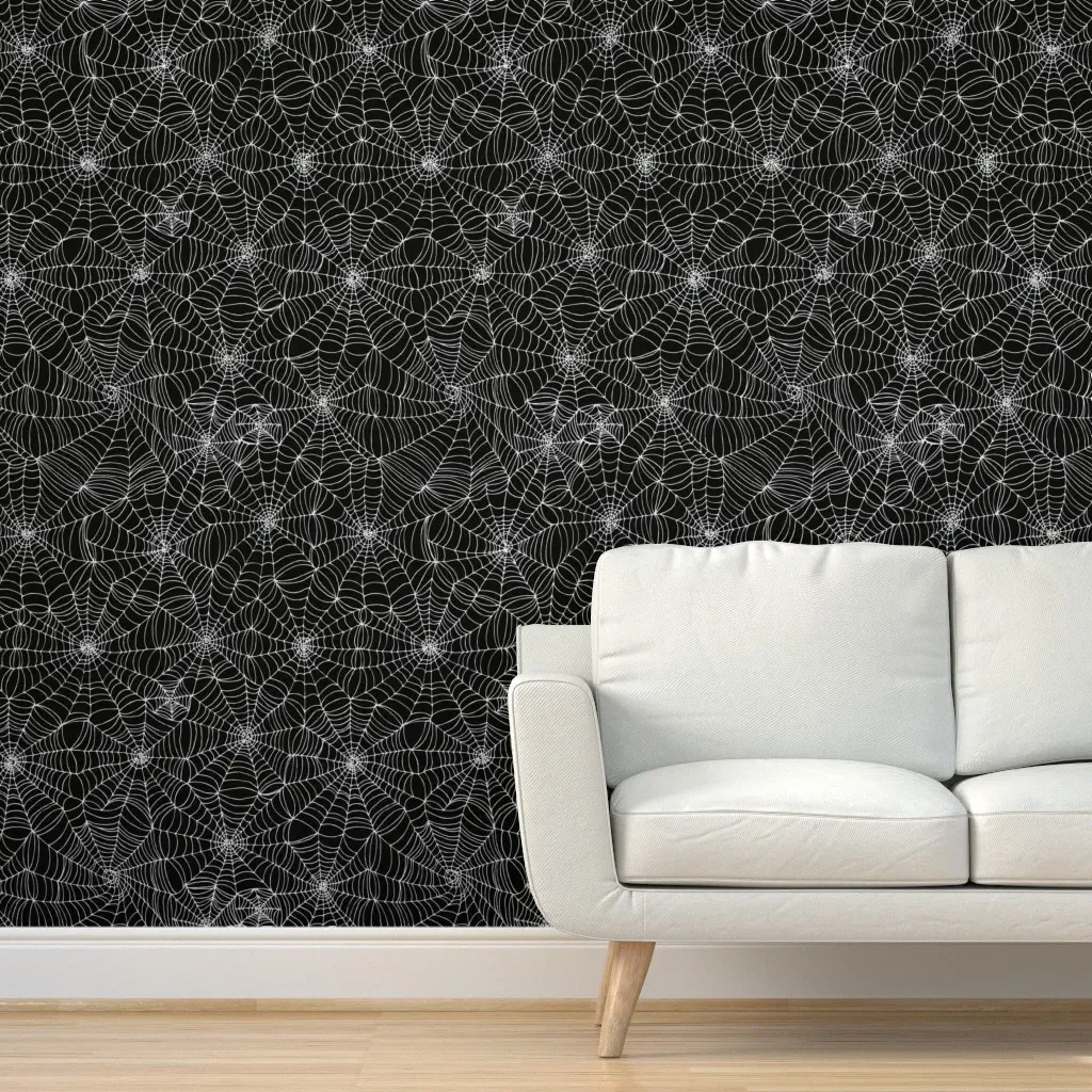 Spiderweb Peel and Stick Wallpaper - Black, White product