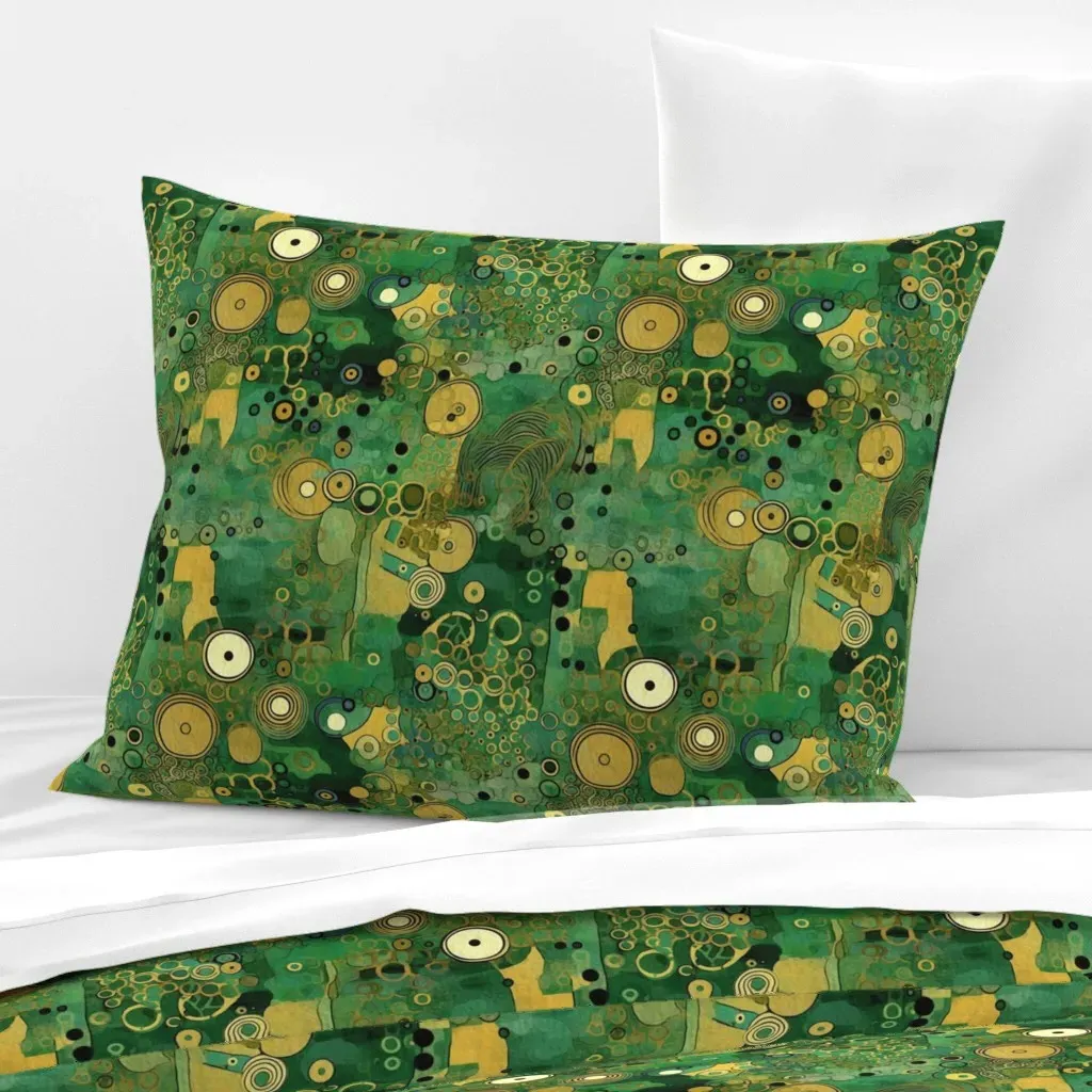 Spiral Circle Geometric Standard Knife Edge Cushion - Emerald Green product