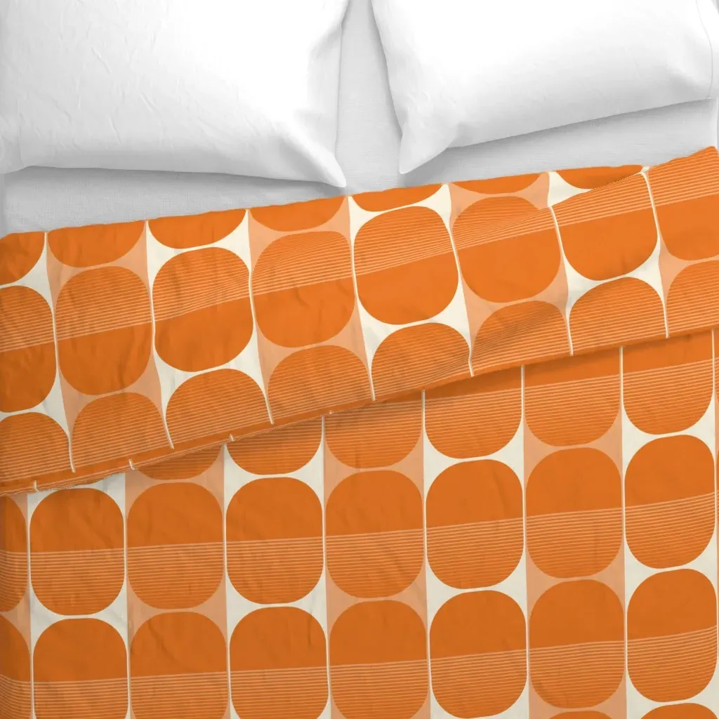 Split Ovals in Tangerine Large Duvet Cover - Orange alternate view