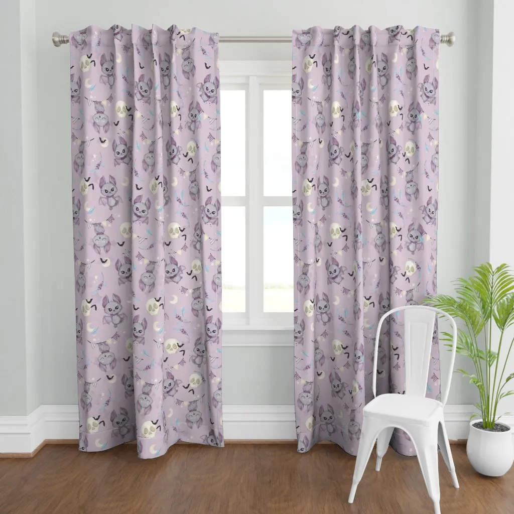 Spooky Bat Large Curtain Panel - Lavender Purple product