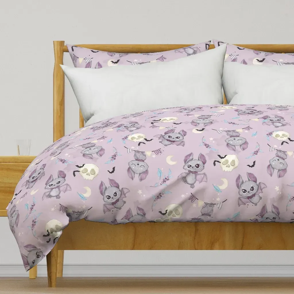 Spooky Bat Large Duvet Cover - Lavender Purple product