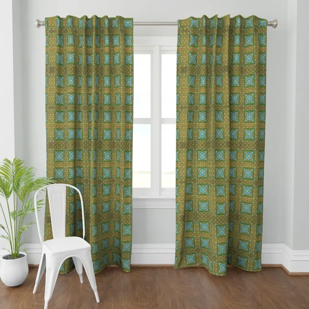 Spoon Catalina Tile Curtain Panel - Olive Green product