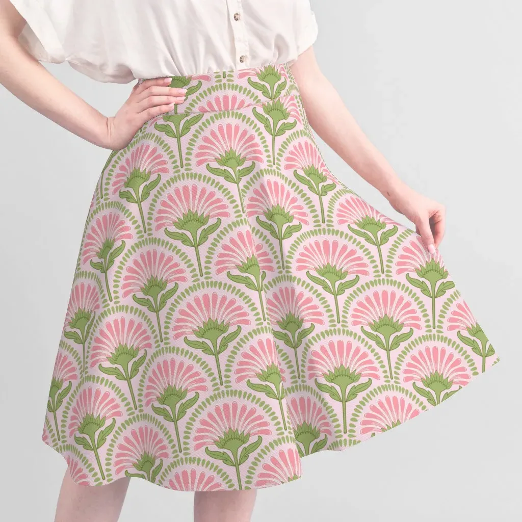 Sport Pique Art Deco Scallop Daisy Floral Fabric - Pink alternate view