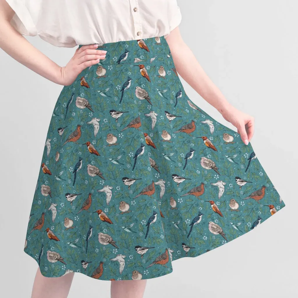 Sport Pique Backyard Birds Printed Fabric - Turquoise alternate view