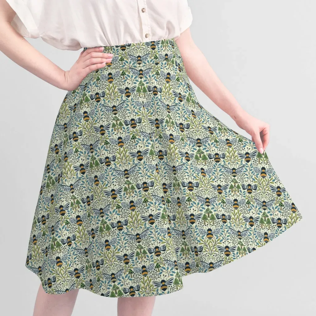 Sport Pique Bee & Mushroom Print Fabric by the Yard - Green alternate view