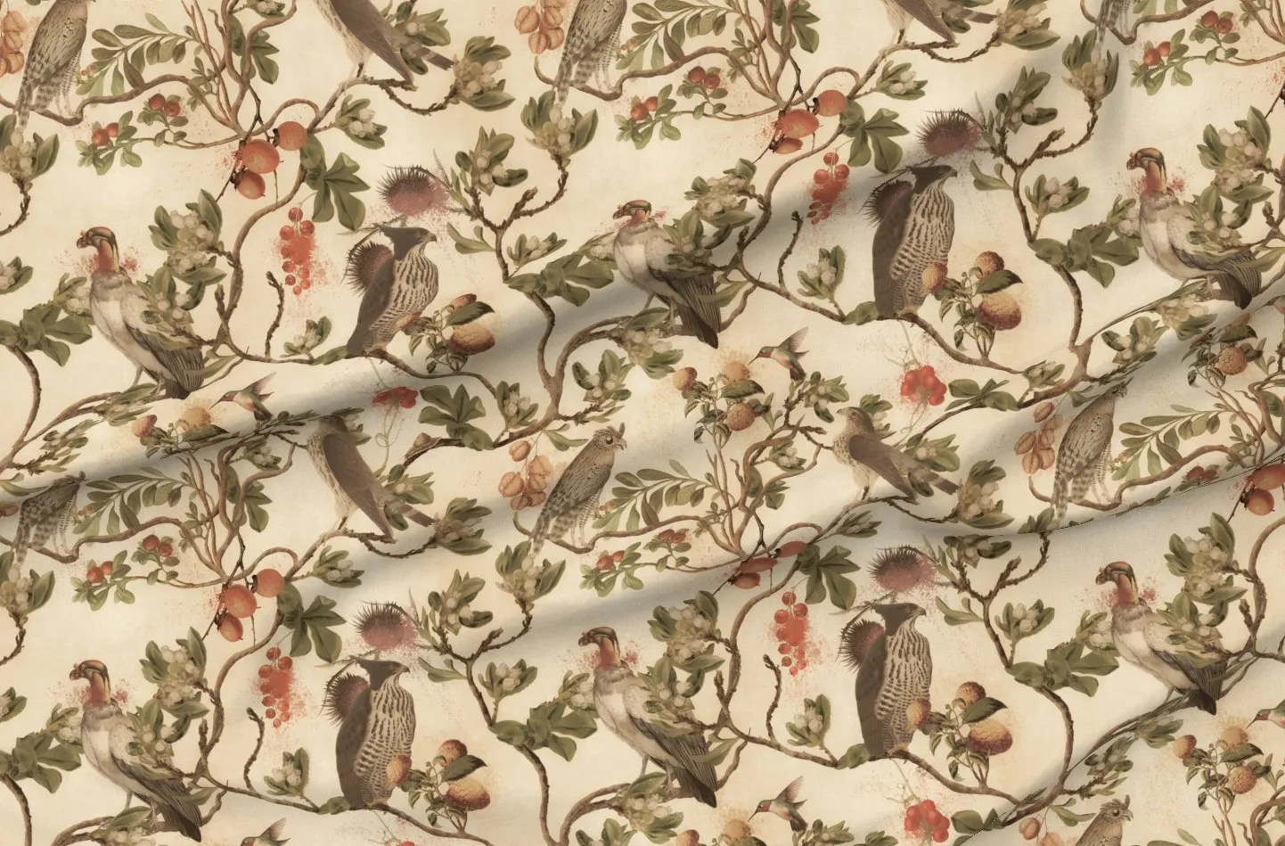 Sport Pique Birds Of Prey Fantasia Fabric - Gold product