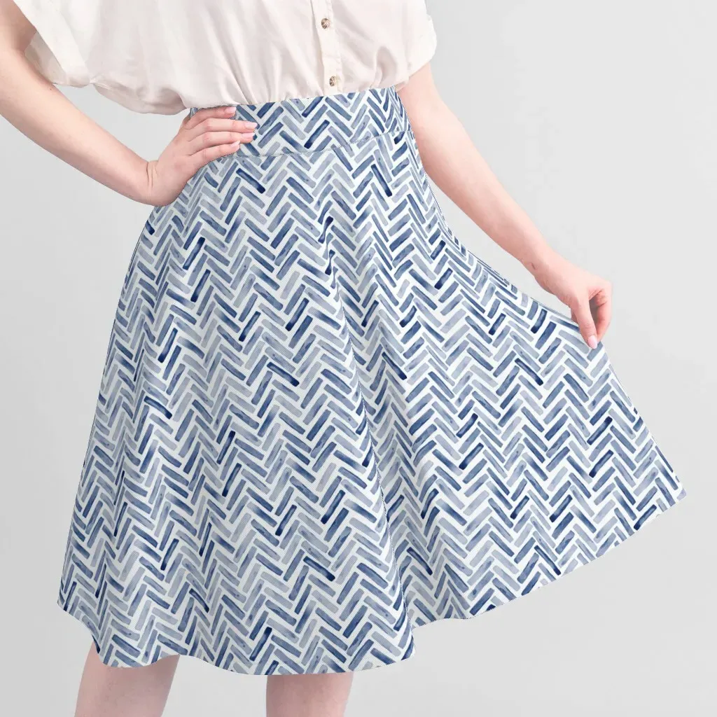 Sport Pique Chevron Herringbone Fabric - Indigo Blue alternate view