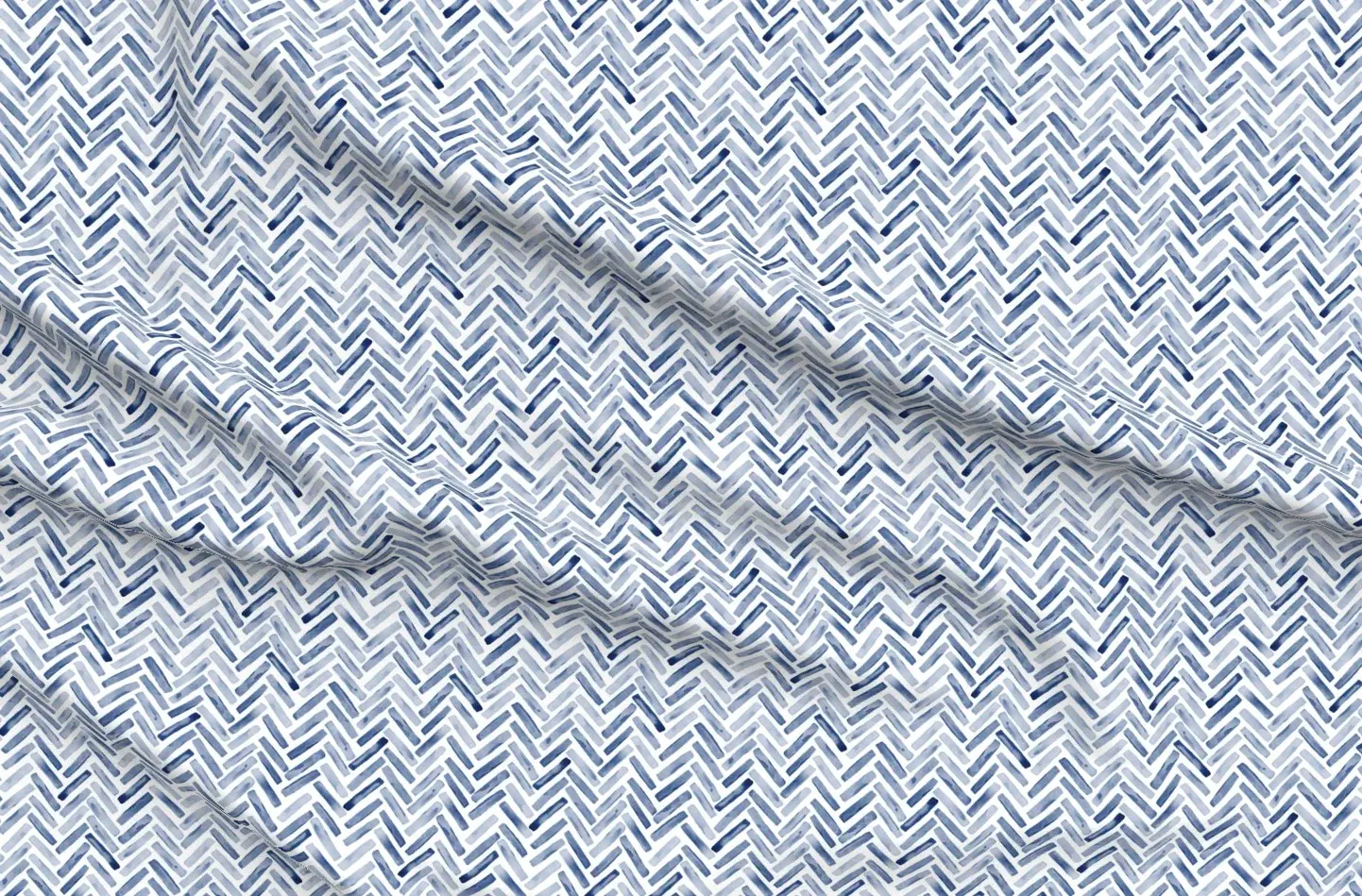 Sport Pique Chevron Herringbone Fabric - Indigo Blue product