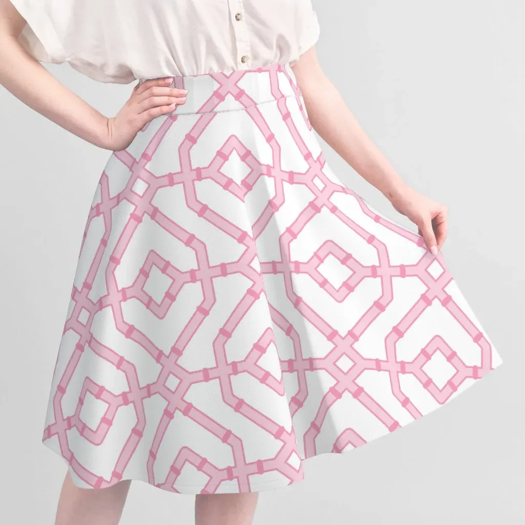 Sport Pique Chinoiserie Bamboo Trellis Fabric - Pink alternate view