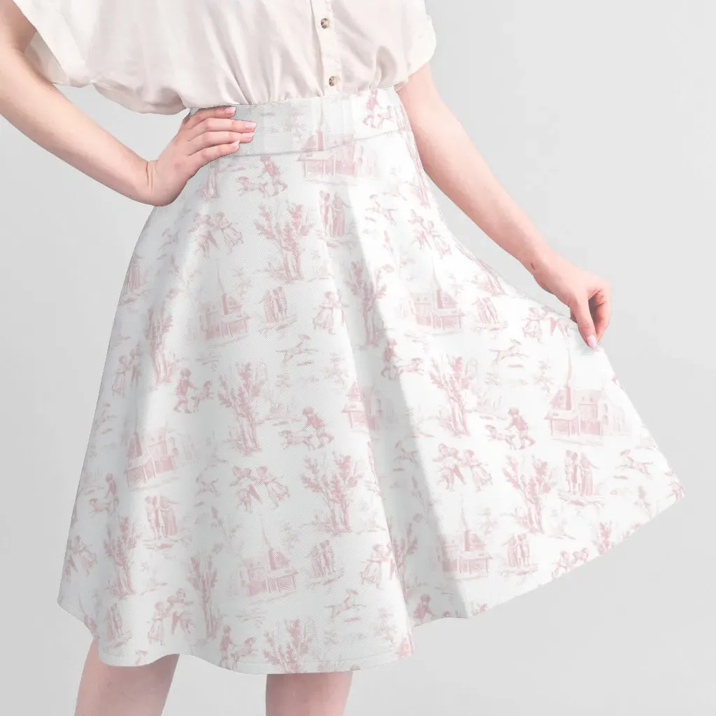 Sport Pique Chinoiserie Pastoral Toile Printed Fabric - Pink alternate view