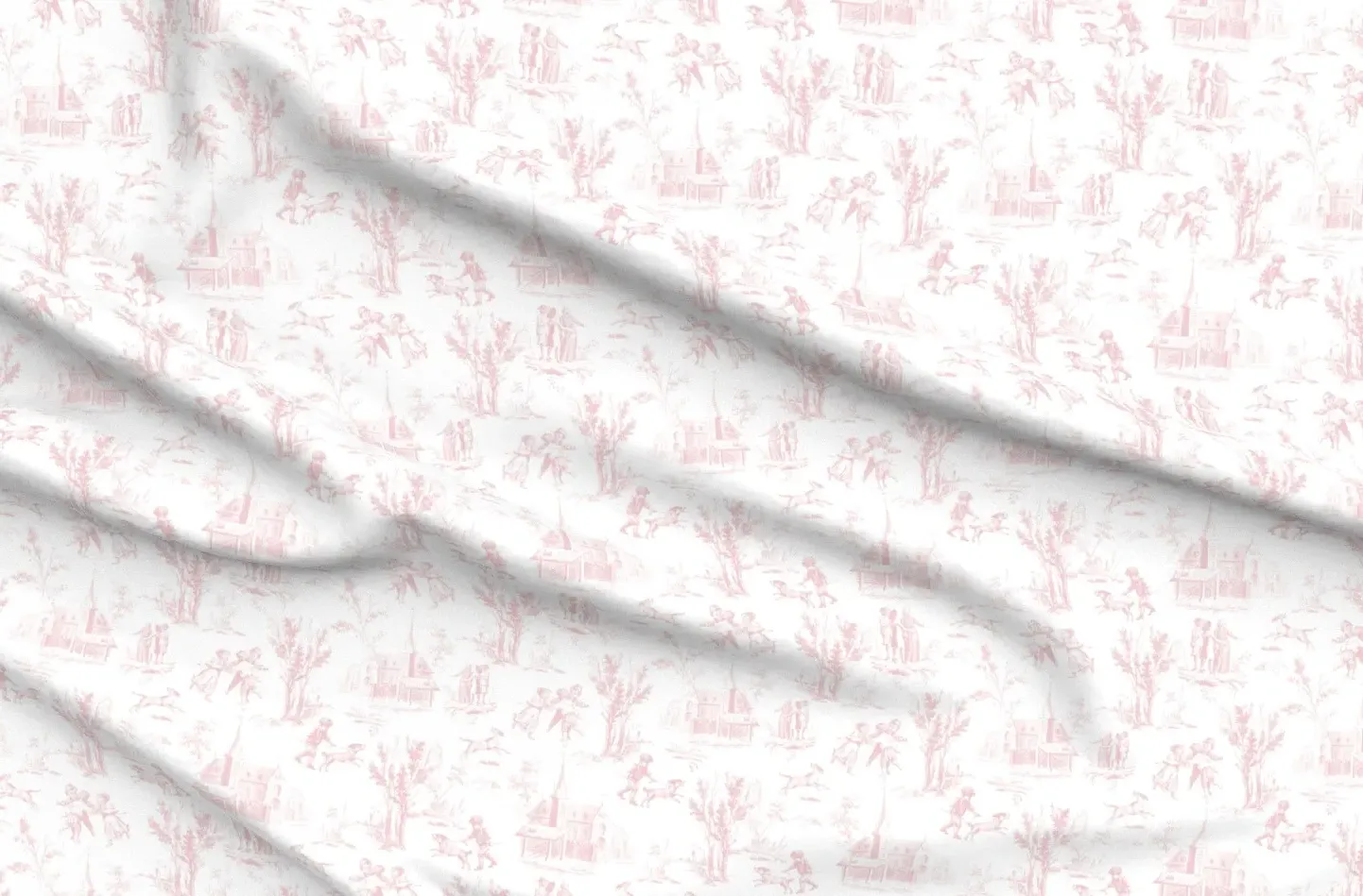 Sport Pique Chinoiserie Pastoral Toile Printed Fabric - Pink product