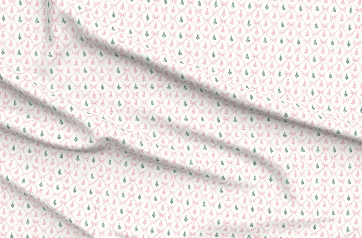 Sport Pique Christmas Plaid Print Fabric by the Yard - Pink product