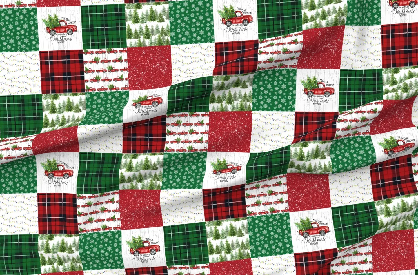 Sport Pique Christmas Wholecloth Cheater Quilt Fabric - Red product