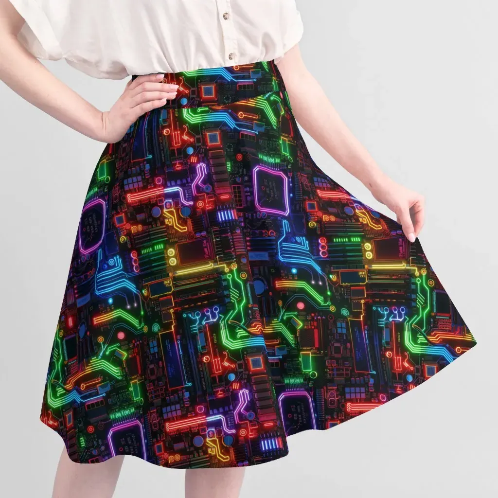 Sport Pique Circuitry Print Fabric Yardage - Neon Pink alternate view