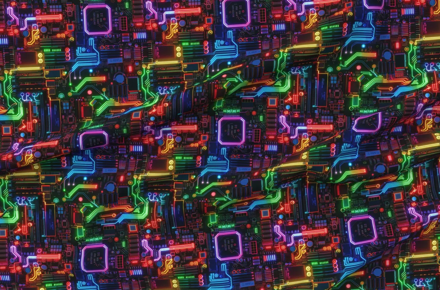 Sport Pique Circuitry Print Fabric Yardage - Neon Pink product
