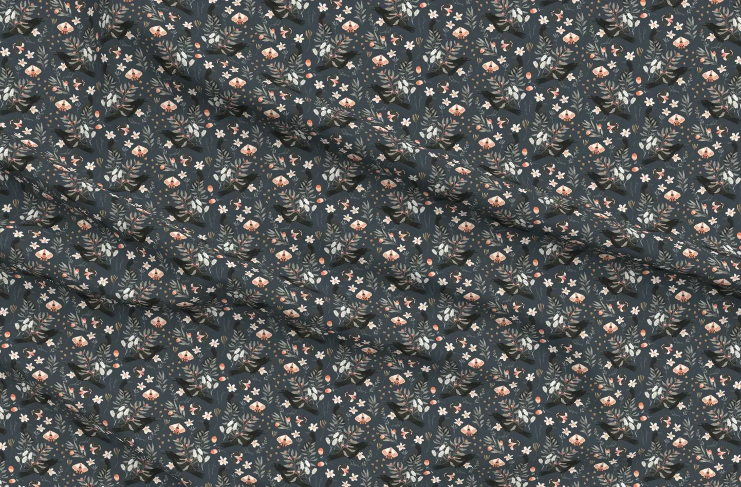 Sport Pique Crows And Butterflies Fabric - Charcoal product