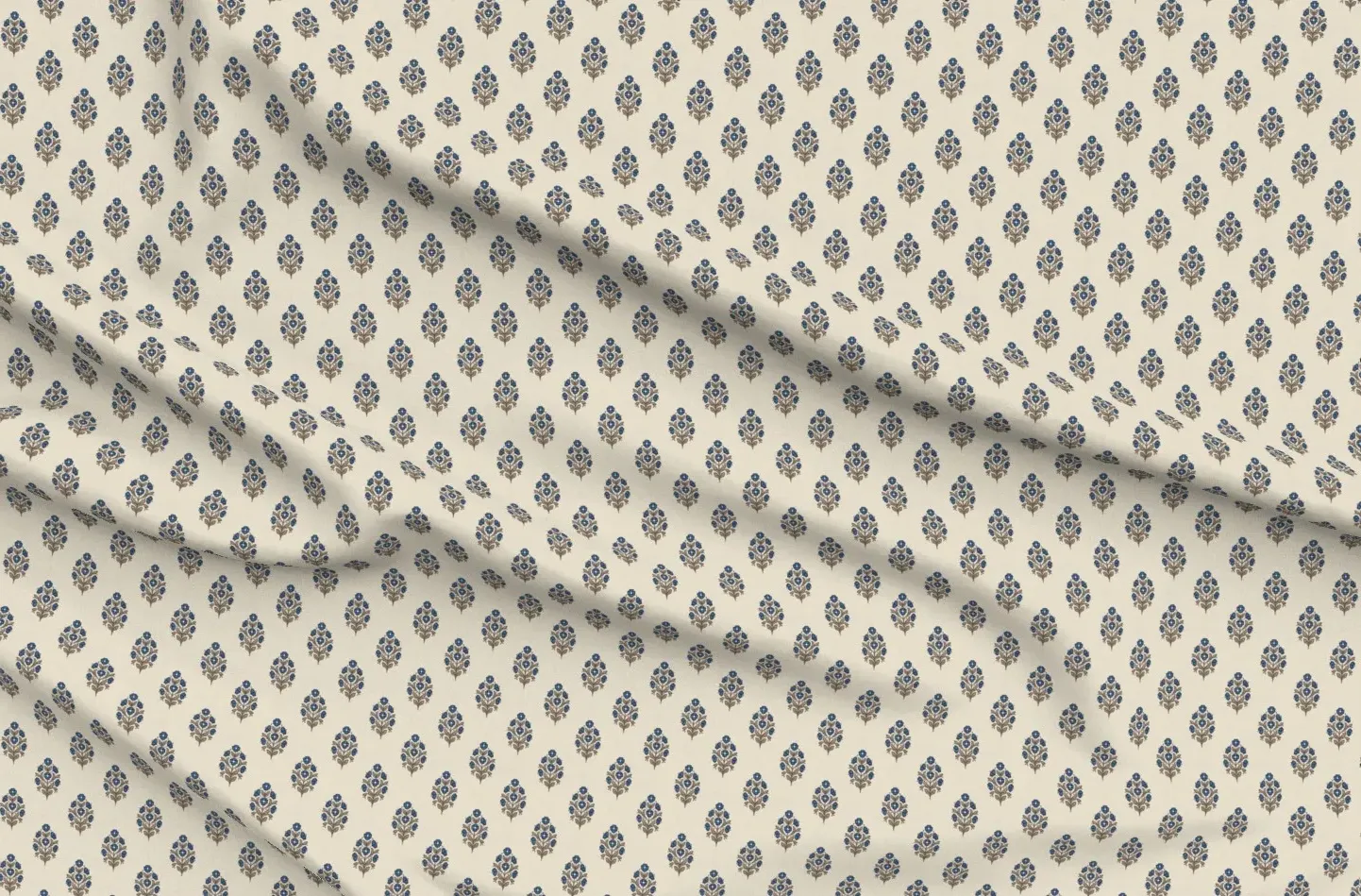 Sport Pique Custom Printed Autumnal Fabric - Indigo Blue product
