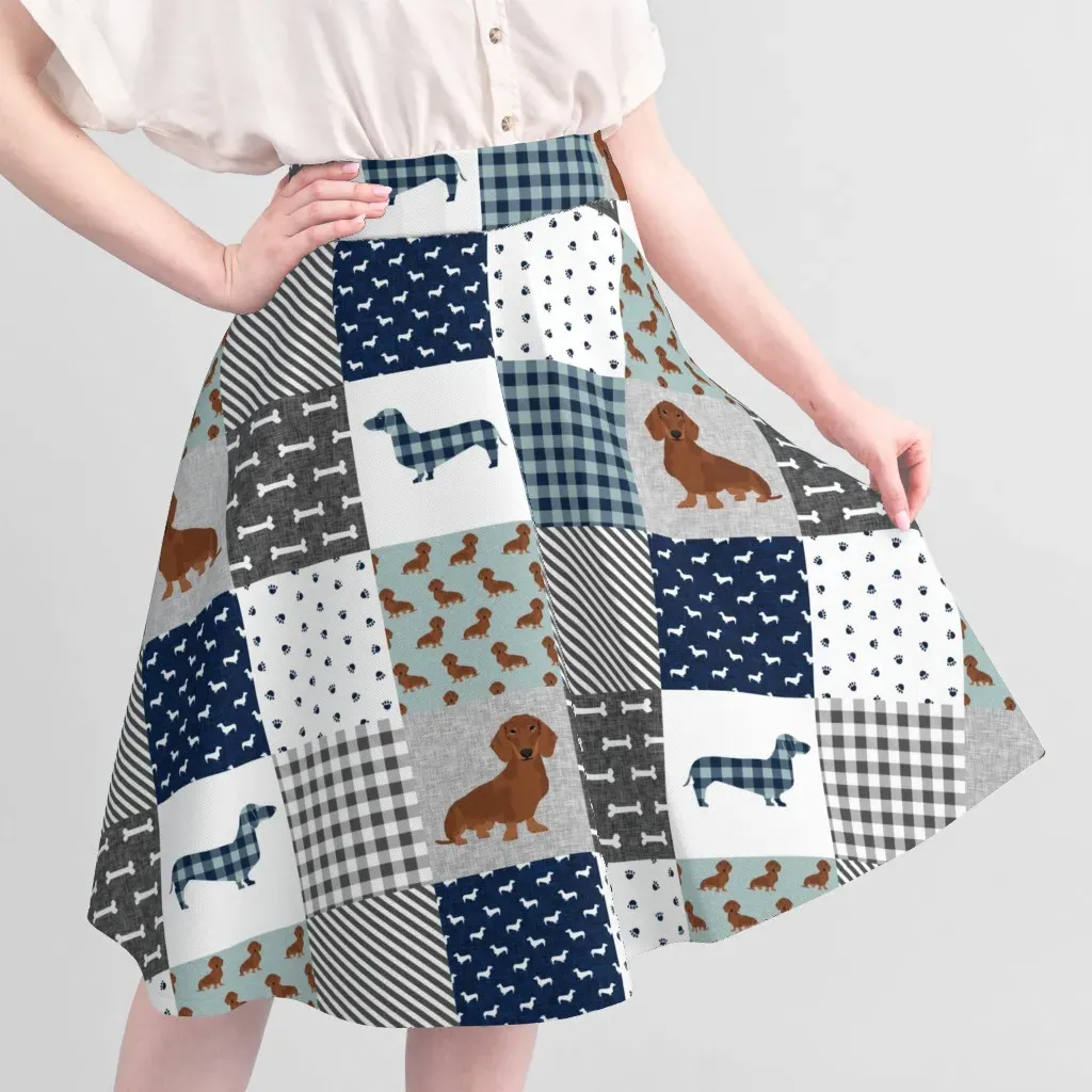 Sport Pique Dachshund Silhouette Cheater Quilt Fabric - Navy Blue alternate view