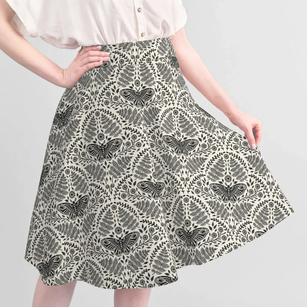 Sport Pique Damask Boho Forest Flora Luna Moth Fabric - Black alternate view