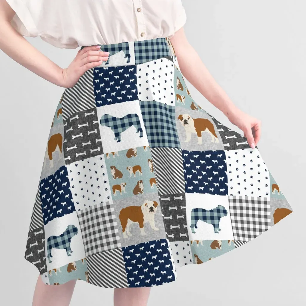 Sport Pique English Bulldog Pet Quilt Fabric - Navy Blue alternate view